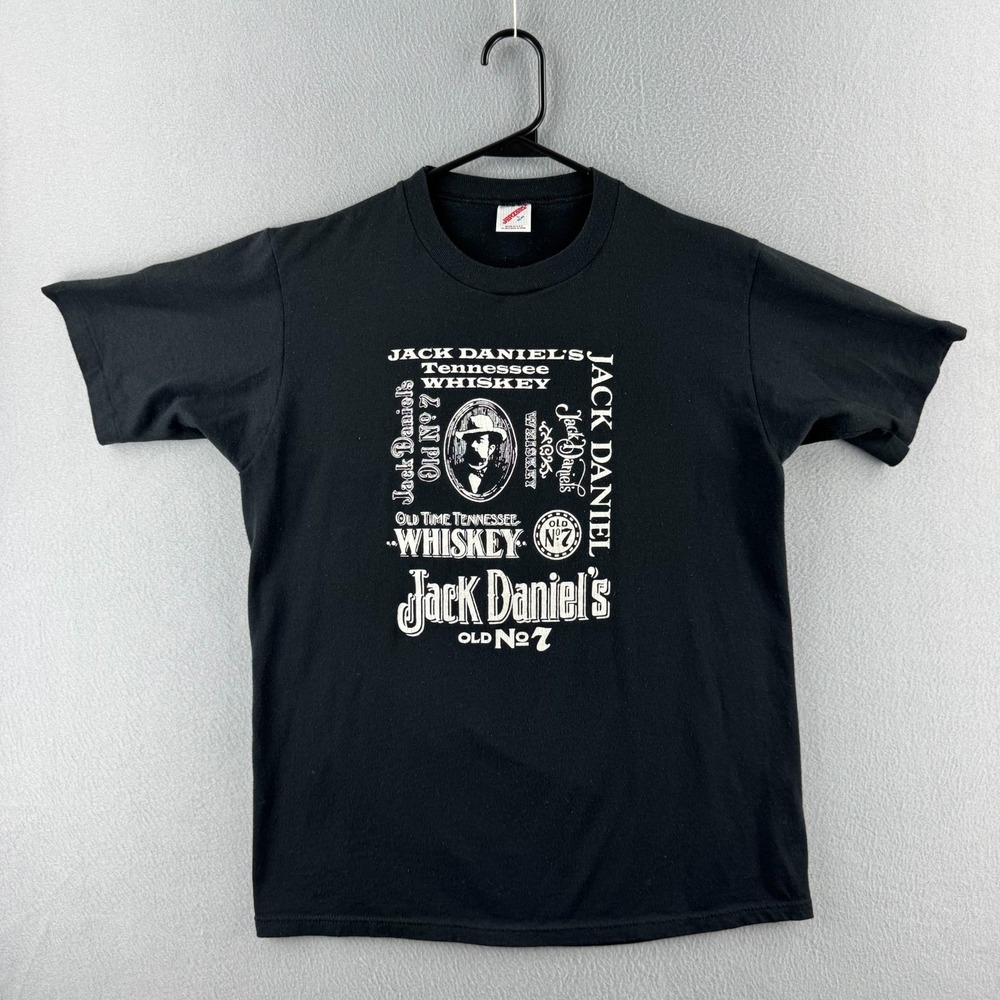 Vintage Jack Daniels Shirt Mens Large Black Single Stitch USA Country Western‎